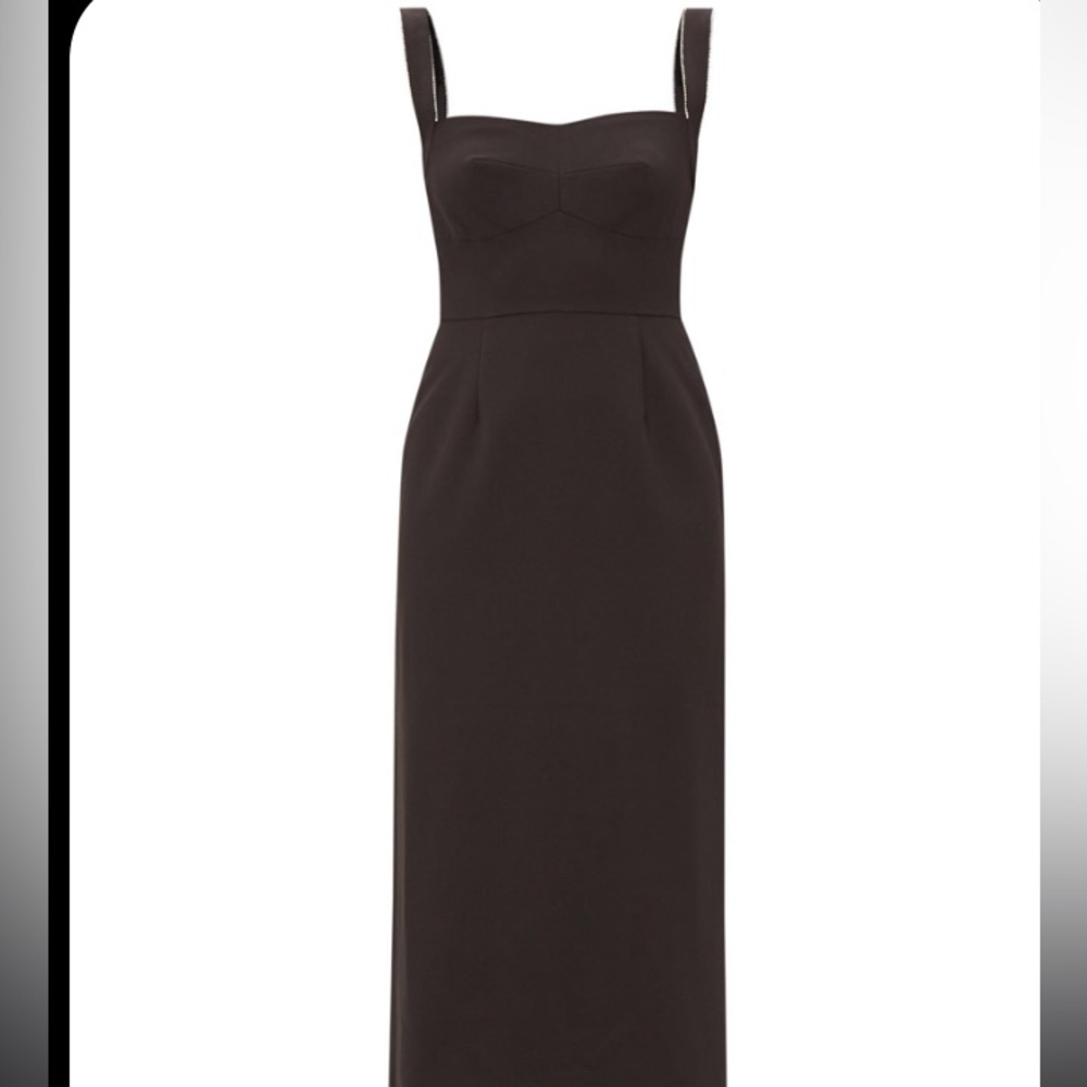 Saloni Rachel Crystal Embellished Black Midi Dress